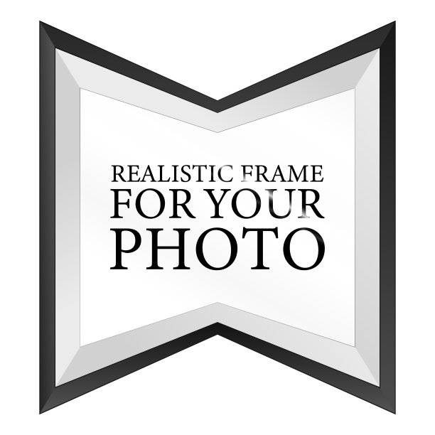现实的黑色相框模板孤立在白色的墙壁背景。矢量插图，画廊空白图片，文本，抽象框，空模型，内部，简单的图像对象，符号图片下载
