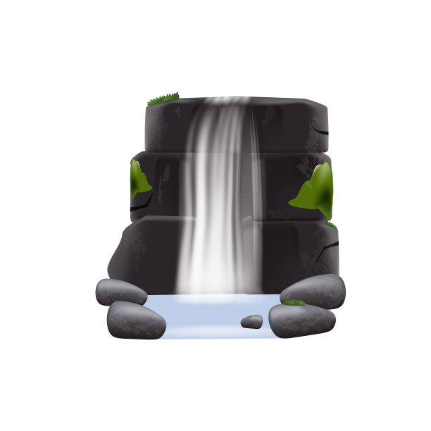 孤立的瀑布矢量插图-半现实的自然绘图与白色的水流图片下载