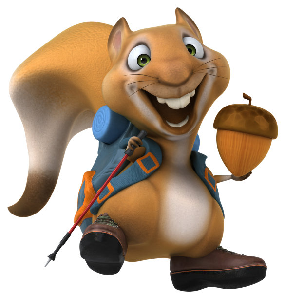 有趣的3D松鼠背包客卡通人物图片下载