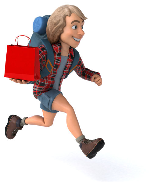 有趣的背包客卡通人物图片下载