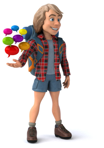 有趣的背包客卡通人物图片下载