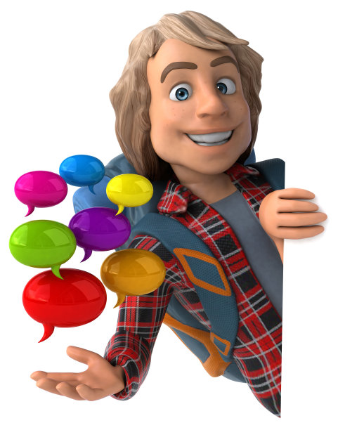 有趣的背包客卡通人物图片下载