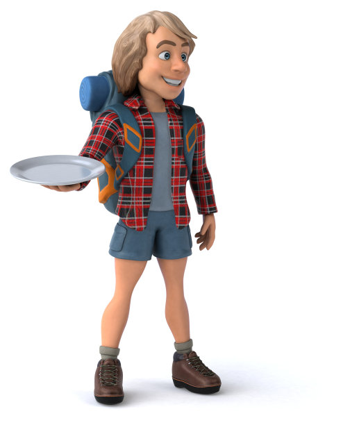 有趣的背包客卡通人物图片下载