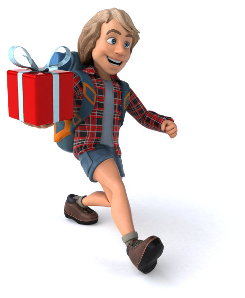 有趣的背包客卡通人物图片下载