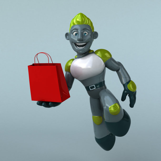绿色机器人- 3D插图图片下载