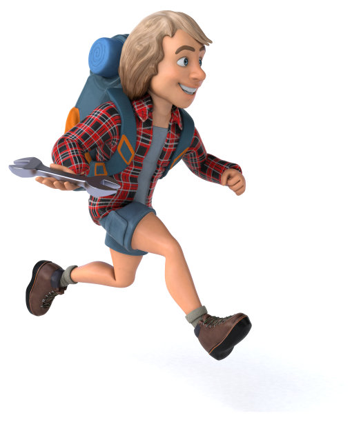 有趣的背包客卡通人物图片下载