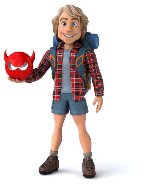 有趣的背包客卡通人物图片下载