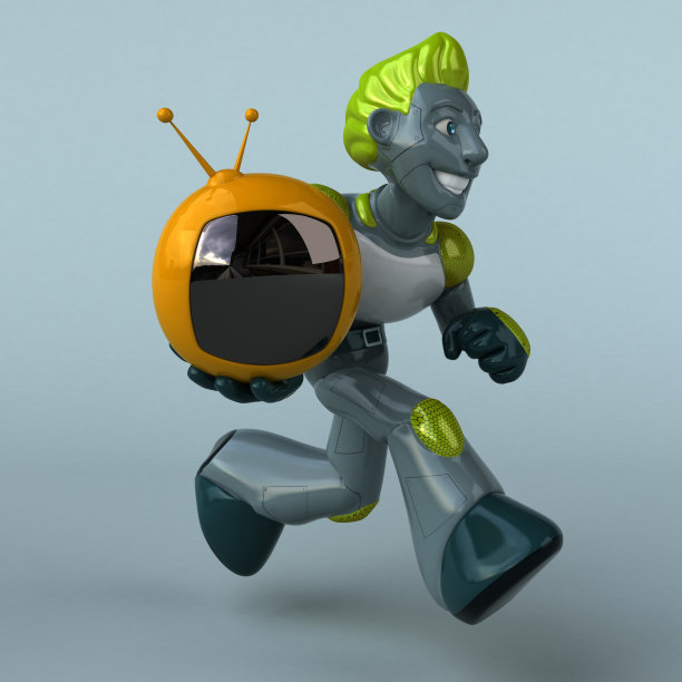 绿色机器人- 3D插图图片下载