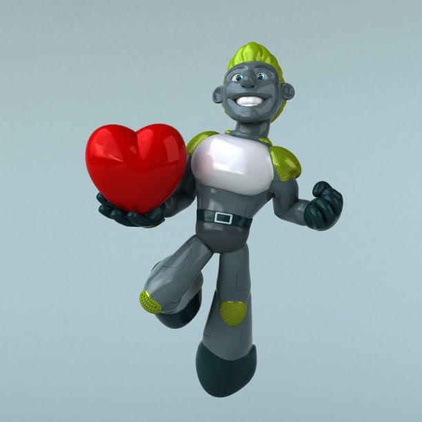 绿色机器人- 3D插图图片下载