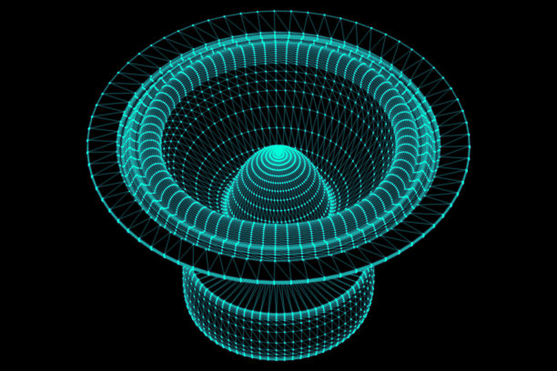 嗨喇叭。监控录音室高保真音响系统。家庭影院音响设备。音箱音响音乐会。音频音响系统。三维演示图片下载