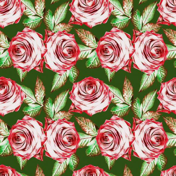玫瑰叶无缝图案。图片下载