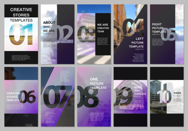 创意社交网络故事设计，垂直横幅或传单模板与数字。易于编辑和自定义。封面设计模板的传单，传单，小册子，介绍，广告。图片下载