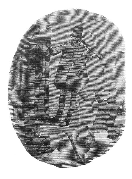 英国讽刺漫画漫画插图在黑暗的夜晚站在马车上的人图片下载