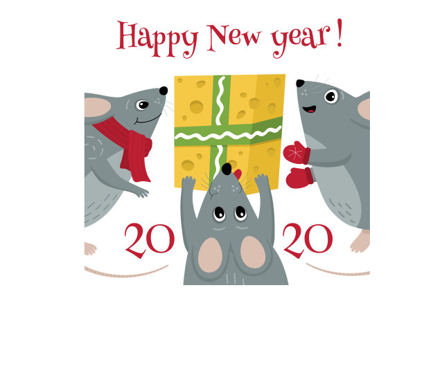 向量可爱的老鼠是2020的象征。图片下载