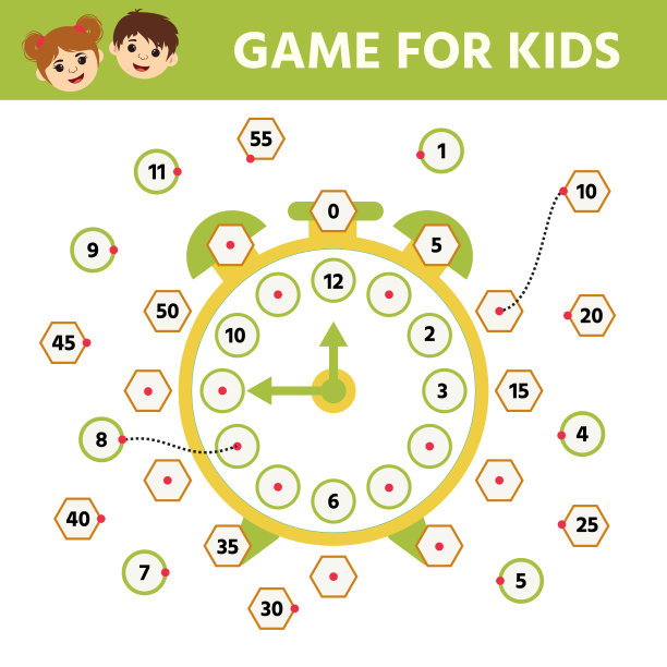 学习时间靠时钟。儿童娱乐逗乐。图片下载