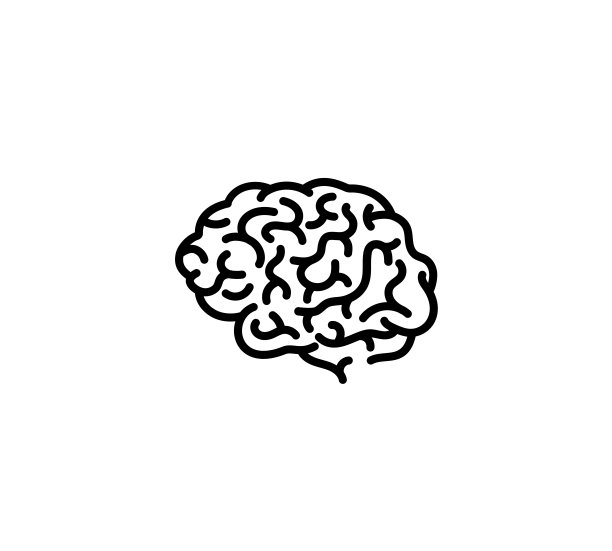 单色雕刻人脑侧视图与印刷风格插图孤立在白色背景。大脑智力头脑标志。中枢神经系统器官图标。图片下载