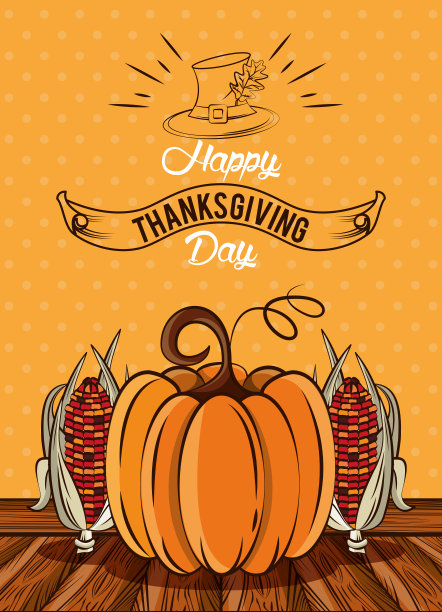 南瓜玉米感恩节贺卡素材图片