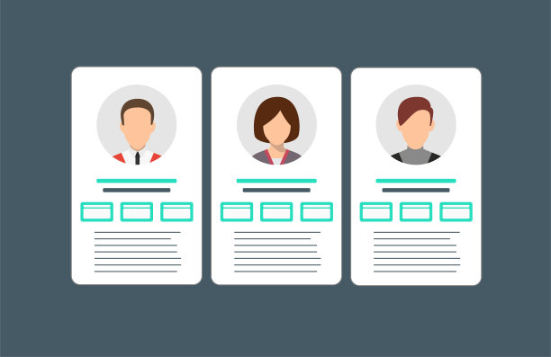 个人信息数据图标。用户或个人资料卡的细节符号，身份证明文件与个人照片和文字图片下载