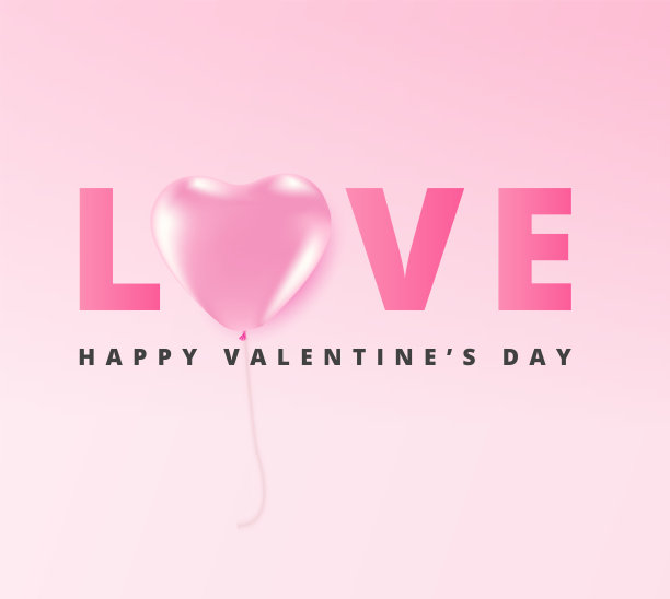 情人节快乐贺卡设计，心形气球节日banner矢量素材图片下载