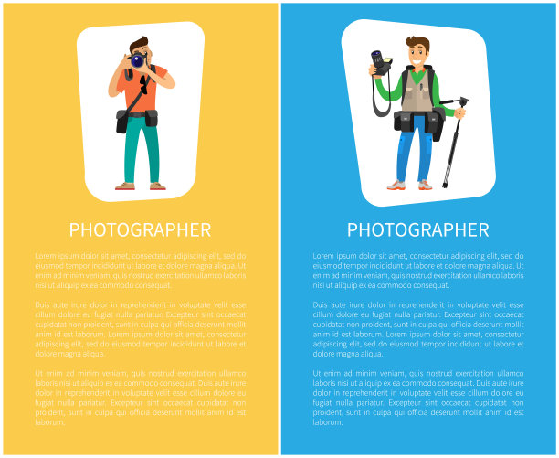 摄影师带着相机和设备横幅图片下载