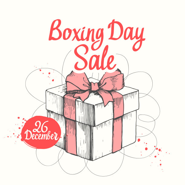向量假日插图。白色背景上的圣诞礼物。手写的铭文。字体设计。漂亮的彩带礼盒。素描风格。节礼日。图片下载