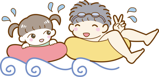 男孩和女孩在海上的浮标上玩耍图片下载