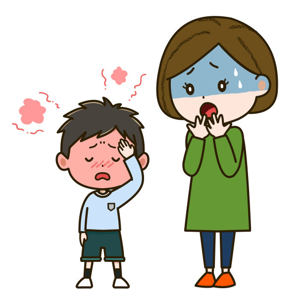 一个男孩患了高烧，母亲忧心忡忡图片下载