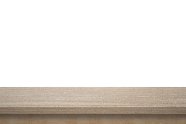 空的顶部木桌孤立的白色背景用于展示或蒙太奇您的产品图片下载