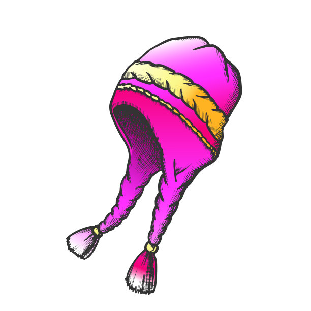 冬季耳垂帽子季节性布料复古向量图片下载