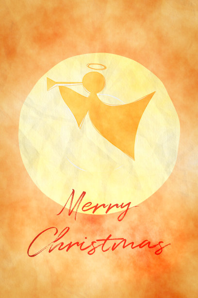 简单的天使小号水彩数码画图片下载