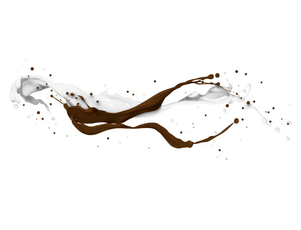 混合牛奶和巧克力飞溅孤立在白色背景图片下载