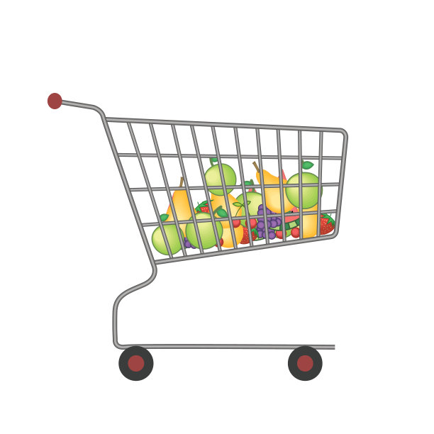 购物车装满了水果孤立的白色背景图片下载