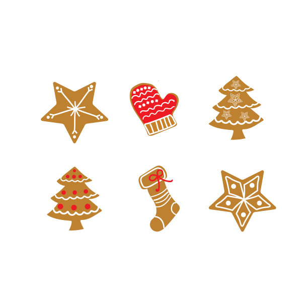 一套可爱的圣诞姜饼。图片下载