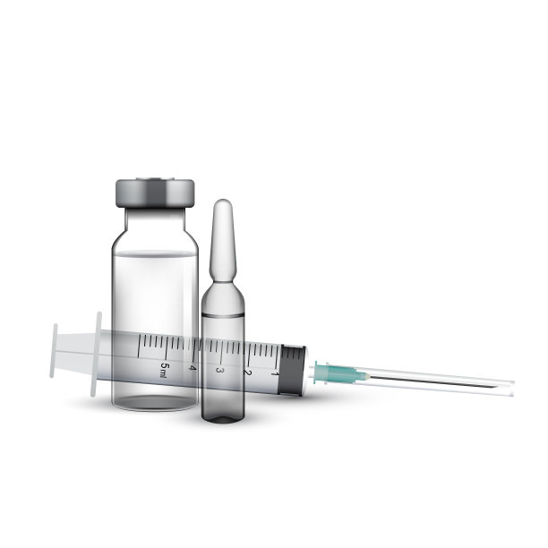 注射器和透明的玻璃安瓿图片下载