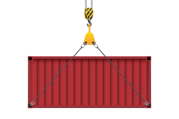 起重机用吊钩吊起集装箱图片下载