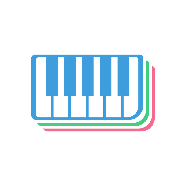 钢琴图标，现代平面设计色彩符号向量图片下载