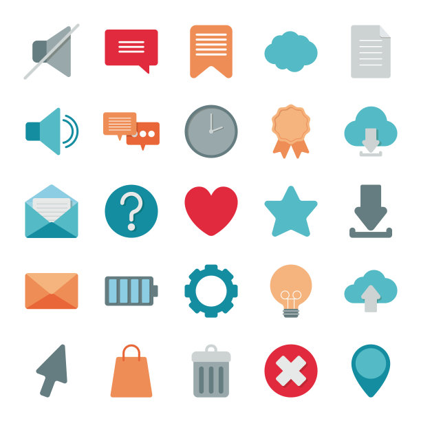 一组图标电子商务的白色背景图片下载