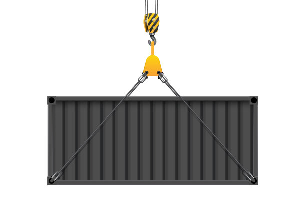 运输概念，吊车吊钩吊起集装箱图片下载