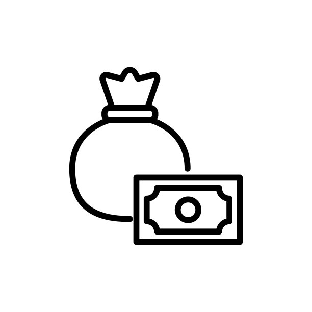 简单的钱袋线图标。图片下载