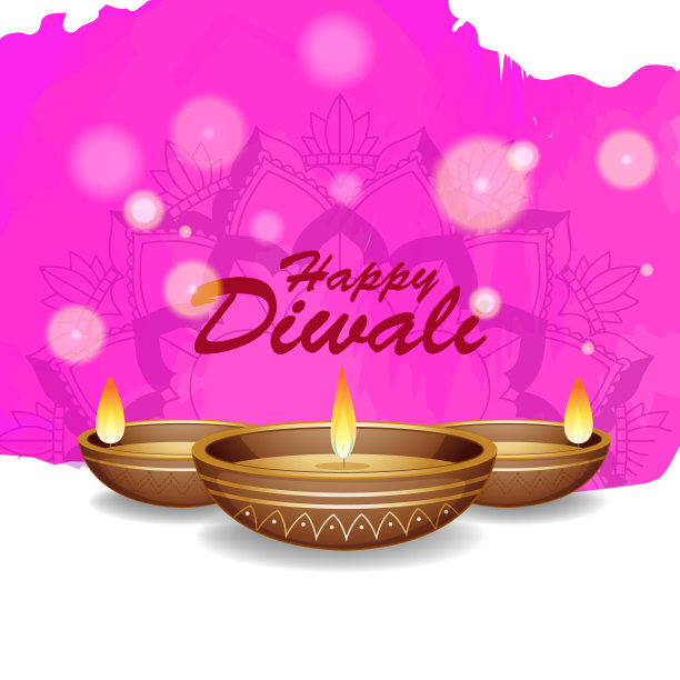 以曼荼罗图案为背景的快乐排灯节图片下载