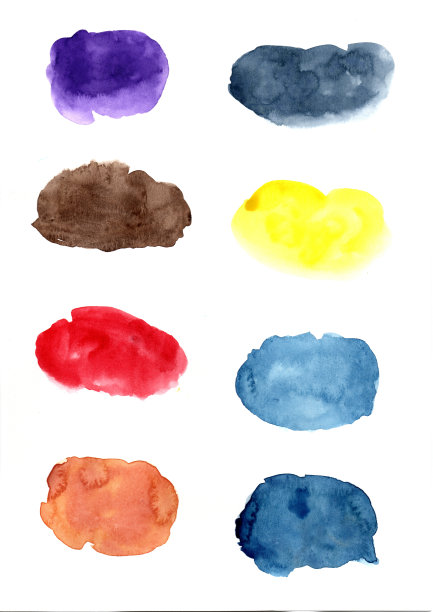 在白纸上画彩色抽象图像的水彩画。水彩的概念。图片下载