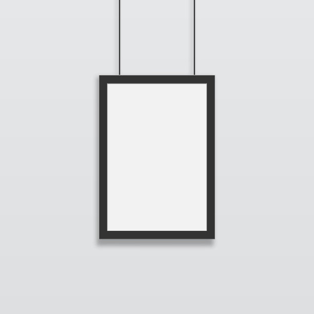 现实的黑色框架A4孤立的白色。它可以用于演示图片下载