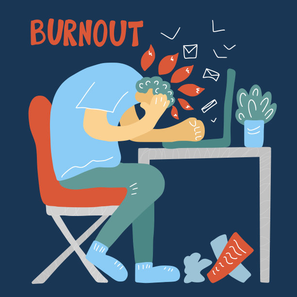 倦怠的概念。带菌者坐在桌边。图片下载