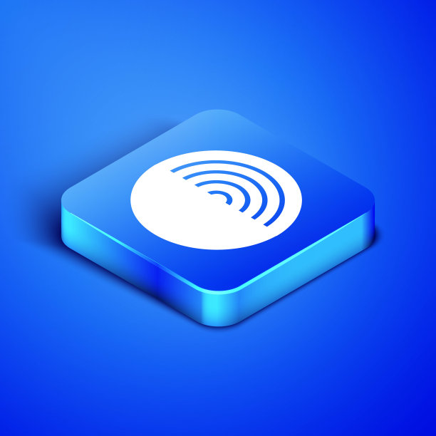 等距地球结构图标孤立在蓝色背景。地球物理概念与地核和剖面层地球。蓝色方块按钮。矢量图图片下载