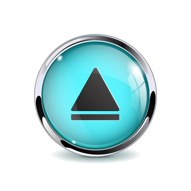 网络媒体按钮。蓝色玻璃3d图标与金属框架图片下载