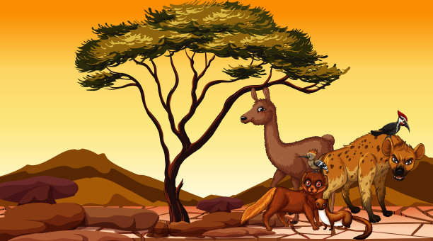 田野里有许多动物的场景图片下载