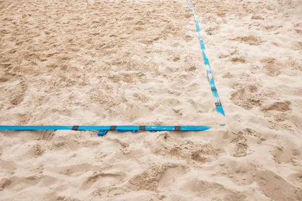 沙滩排球场的详细视图与沙和边线带图片下载