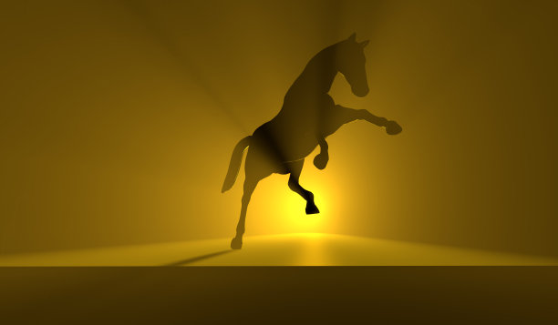 马的剪影在黎明腾跃图片下载