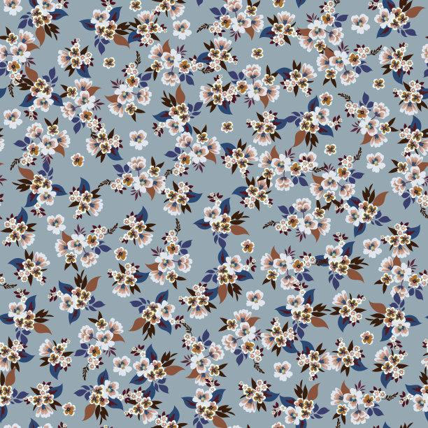 印花时装设计，适合春夏女装。小花织物图片下载