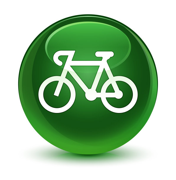 自行车图标玻璃软绿色圆形按钮图片下载